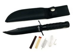 Survivor 9 1/2" Survival Knife With Survival Kit - Black